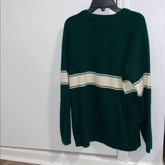 Vintage 70s The Big R Michigan State Embroidered Green & White Striped Sweater - Picture 6 of 6